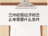 兰州初级经济师怎么考需要什么条件