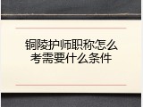 铜陵护师职称怎么考需要什么条件