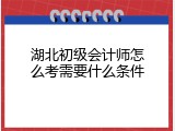 湖北初级会计师怎么考需要什么条件