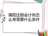 南阳注册会计师怎么考需要什么条件
