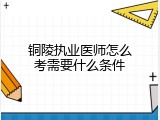 铜陵执业医师怎么考需要什么条件