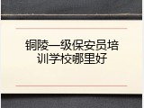 铜陵一级保安员培训学校哪里好
