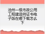 沧州一级市政公用工程建造师证书电子版在哪下载怎么下