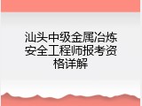 汕头中级金属冶炼安全工程师报考资格详解
