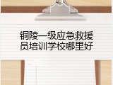 铜陵一级应急救援员培训学校哪里好