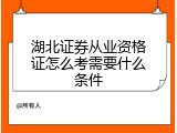 湖北证券从业资格证怎么考需要什么条件