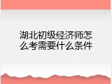 湖北初级经济师怎么考需要什么条件