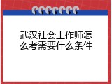 武汉社会工作师怎么考需要什么条件