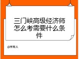 三门峡高级经济师怎么考需要什么条件