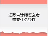 江苏审计师怎么考需要什么条件
