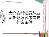 大兴安岭证券从业资格证怎么考需要什么条件