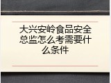 大兴安岭食品安全总监怎么考需要什么条件