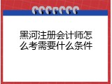 黑河注册会计师怎么考需要什么条件