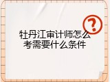 牡丹江审计师怎么考需要什么条件