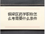 铜梁区药学职称怎么考需要什么条件