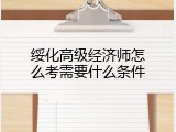 绥化高级经济师怎么考需要什么条件
