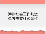 泸州社会工作师怎么考需要什么条件