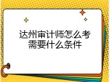 达州审计师怎么考需要什么条件