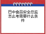 巴中食品安全总监怎么考需要什么条件