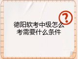 德阳软考中级怎么考需要什么条件