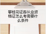 攀枝花证券从业资格证怎么考需要什么条件