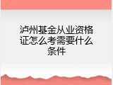 泸州基金从业资格证怎么考需要什么条件