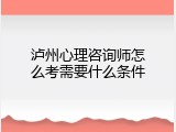 泸州心理咨询师怎么考需要什么条件