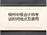 柳州中级会计师考试时间地点及费用