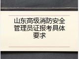 山东高级消防安全管理员证报考具体要求