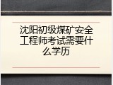 沈阳初级煤矿安全工程师考试需要什么学历