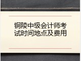 铜陵中级会计师考试时间地点及费用