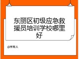 东丽区初级应急救援员培训学校哪里好