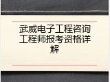武威电子工程咨询工程师报考资格详解