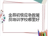 金昌初级应急救援员培训学校哪里好