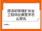 商洛初级煤矿安全工程师在哪里学怎么报名