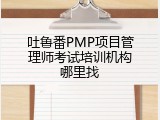 吐鲁番PMP项目管理师考试培训机构哪里找