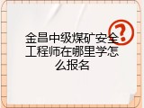金昌中级煤矿安全工程师在哪里学怎么报名