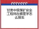 甘肃中级煤矿安全工程师在哪里学怎么报名
