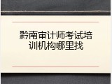 黔南审计师考试培训机构哪里找