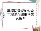 黑河初级煤矿安全工程师在哪里学怎么报名
