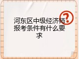 河东区中级经济师报考条件有什么要求