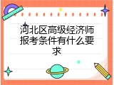 河北区高级经济师报考条件有什么要求