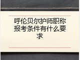 呼伦贝尔护师职称报考条件有什么要求