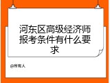 河东区高级经济师报考条件有什么要求