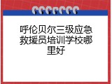 呼伦贝尔三级应急救援员培训学校哪里好