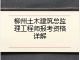 柳州土木建筑总监理工程师报考资格详解