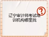 辽宁审计师考试培训机构哪里找