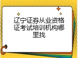 辽宁证券从业资格证考试培训机构哪里找