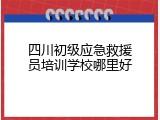 四川初级应急救援员培训学校哪里好