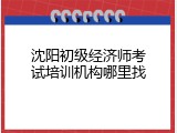 沈阳初级经济师考试培训机构哪里找